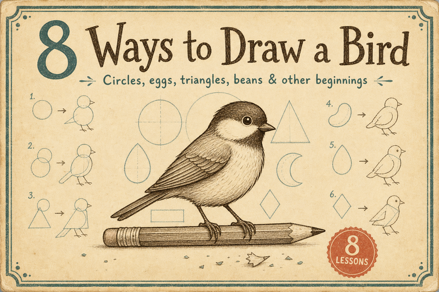 Vintage cover for 8 Ways to Draw a Bird