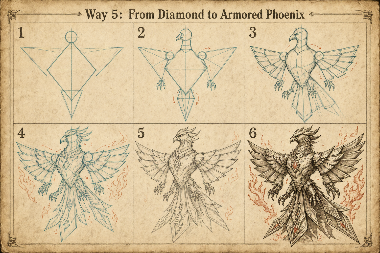 Phoenix tutorial plate 5: From Diamond to Armored Phoenix